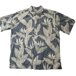 Cooke Street Hawaiian Shirt Mens XL Blue Bird of Paradise Cotton Button Down